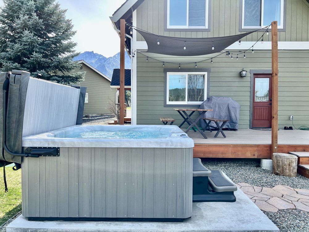 Private hot tub on the patio, available year round